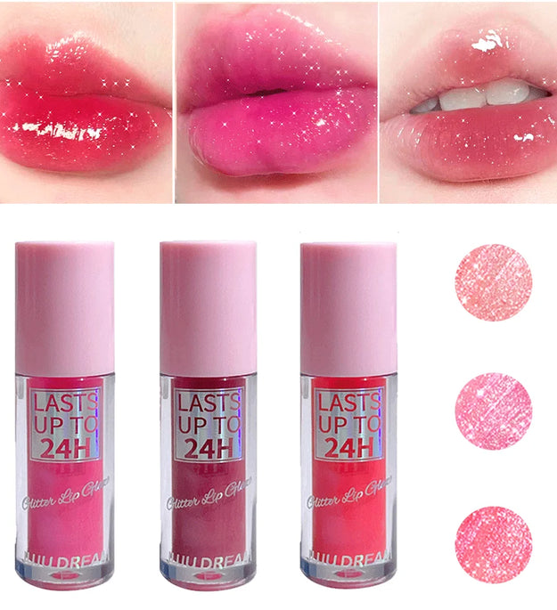 Flowing light Glitter Lip Glaze Long Lasting Lip Gloss Waterproof Liquid Lipstick Makeup Lip Oil Lip Tint Moisturizing