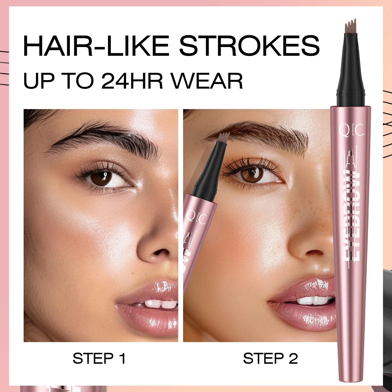 4 Fork Tip Eyebrow Pencil 3D Microblading Waterproof Dark Brown Natural Colour Fine Stroke Magic Eyebrow Pencil 2024 New Ladies