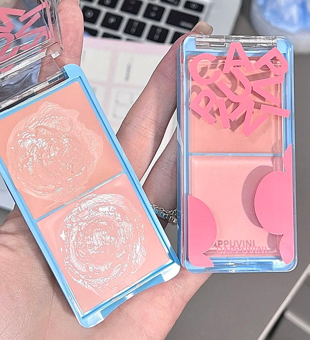 Two-tone Face Brightening Cream Pink Highlight Expansion Facial Highlighter Palette Natural Blush Moisturizing Matte Pink Rouge