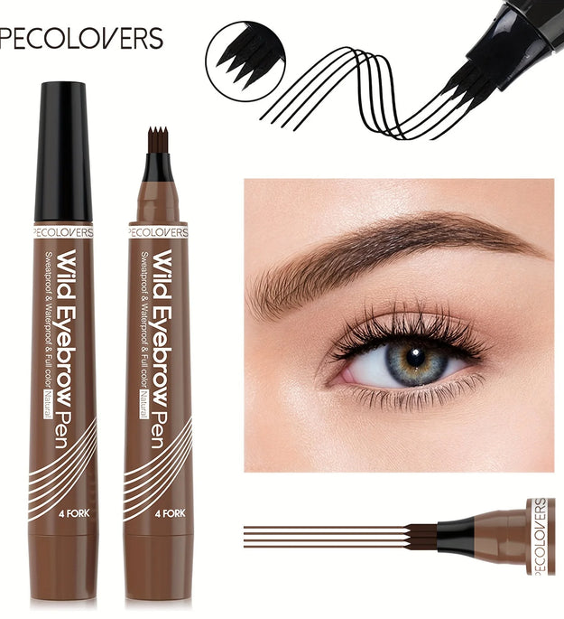 5 Colors Liquid Eyebrow Pen, Long Lasting Eyebrow Tattoo Pen, 4-splitted Head Eyebrow Tint Pen , Gray Brown Eyebrow Makeup