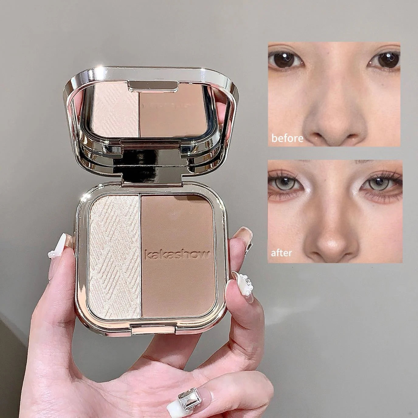 1Pc Shimmer Highlighter Bronzer Palette Matte Face Shading Grooming Powder Makeup Long-Lasting Face Contouring Bronzer Cosmetics