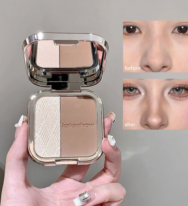 1Pc Shimmer Highlighter Bronzer Palette Matte Face Shading Grooming Powder Makeup Long-Lasting Face Contouring Bronzer Cosmetics