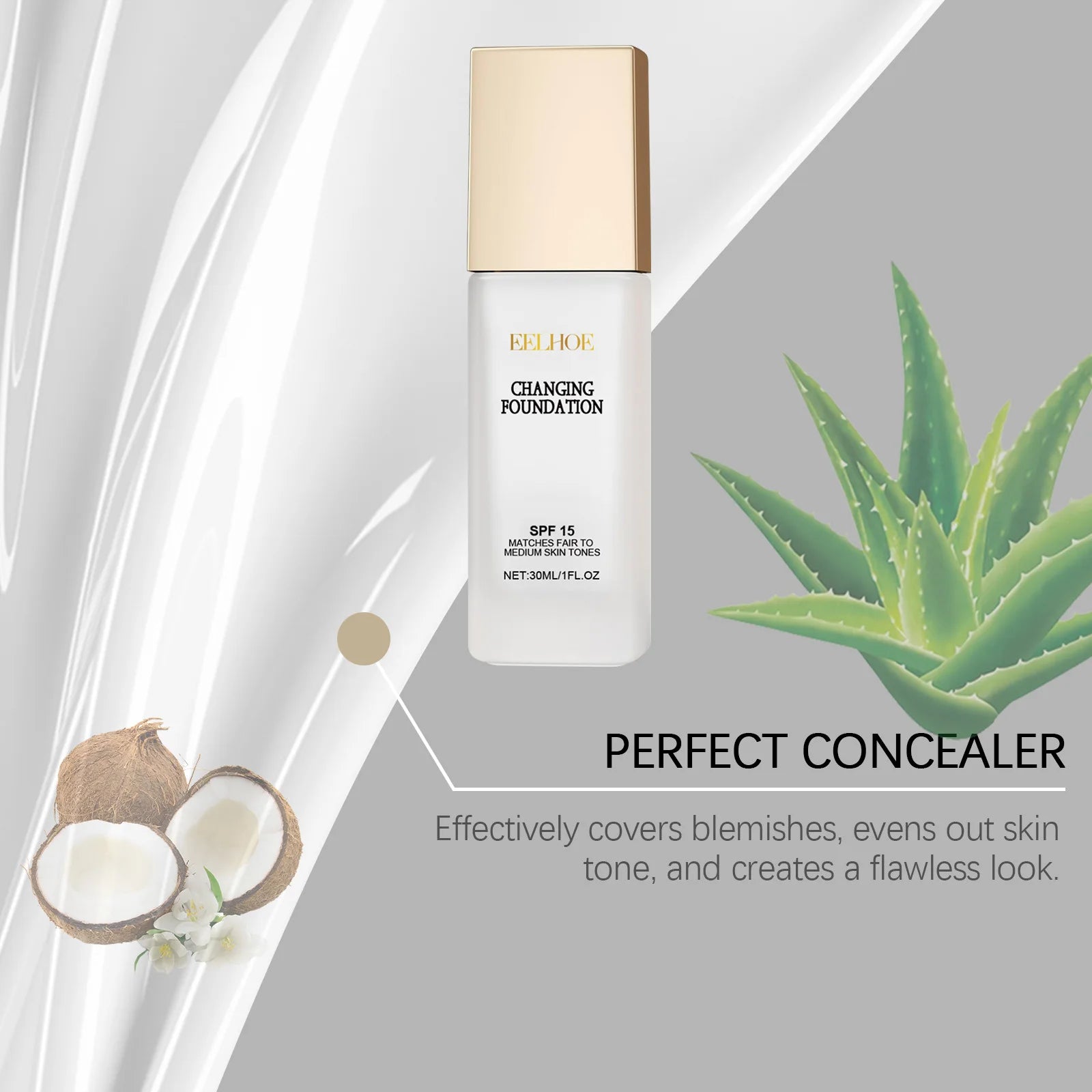 EELHOE Spf 15 Colour Changing Mature Skin Foundation Oil Control Nourishing High Coverage Makeup Cosmetics Covering Foundation - BlissFully