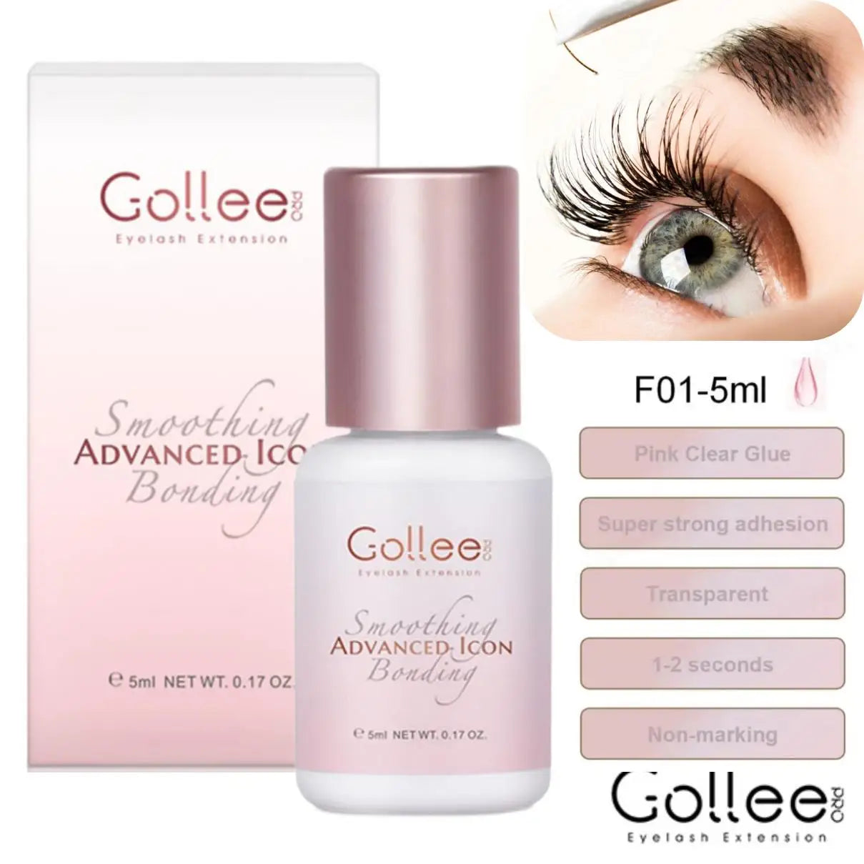 Gollee 0.5s Eyelash Extension Glue Fast Drying Professional Eyelash Adhesive Waterproof Lashes Supplies For Salon Eyelash Glue