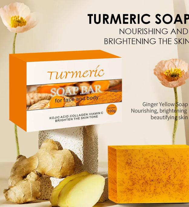 5Pcs Turmeric Soap Lemon Acids Handmade Soap Kojic acid soap Natural Skincare Bar for Moisturizing And Exfoliating Body And Face