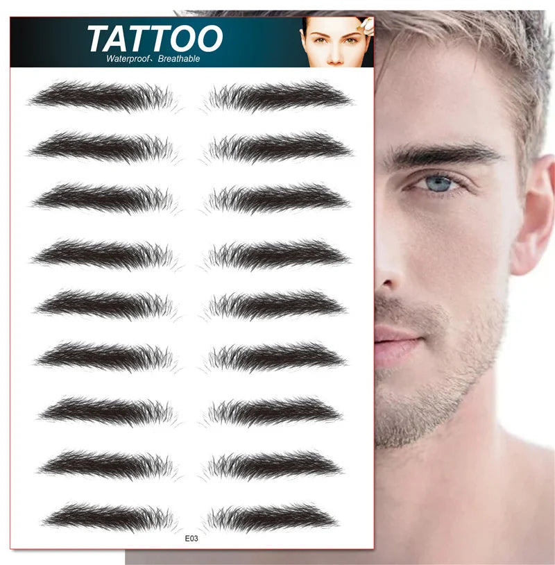 4D Hair Like Eyebrows Makeup Waterproof Eyebrow Tattoo Sticker Long Lasting Natural Fake Eyebrow Stickers Cosmetics 10 pairs 1PC