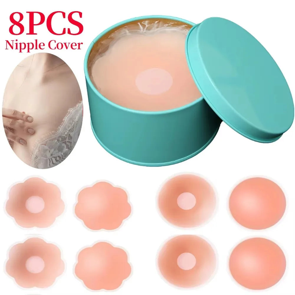 Silicone Nipple Cover Reusable Women Bra Sticker Breast Petal Strapless Lift up Bra Invisible Boob Pads Chest Pasties Intimates