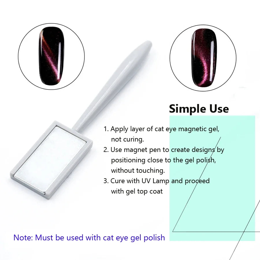 Set of 11 Pcs Nail Art Tools Cat Eye Magnetic Rod Powerful Magnet Suitable for Gel Polishing Beauty Manicure Decoration Supplies