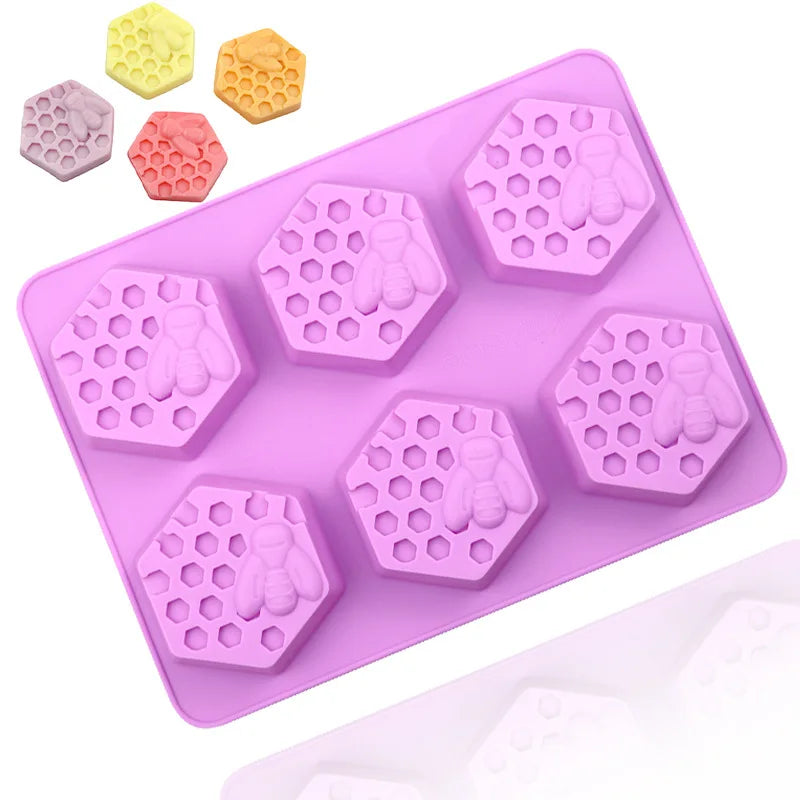 Honeycomb Soap Mold 3D Bumble Bee Stamp For Handmade Lotion Bars Honeybee Wax Melts Bath Bomb Chocolate Dessert Decoration Tools