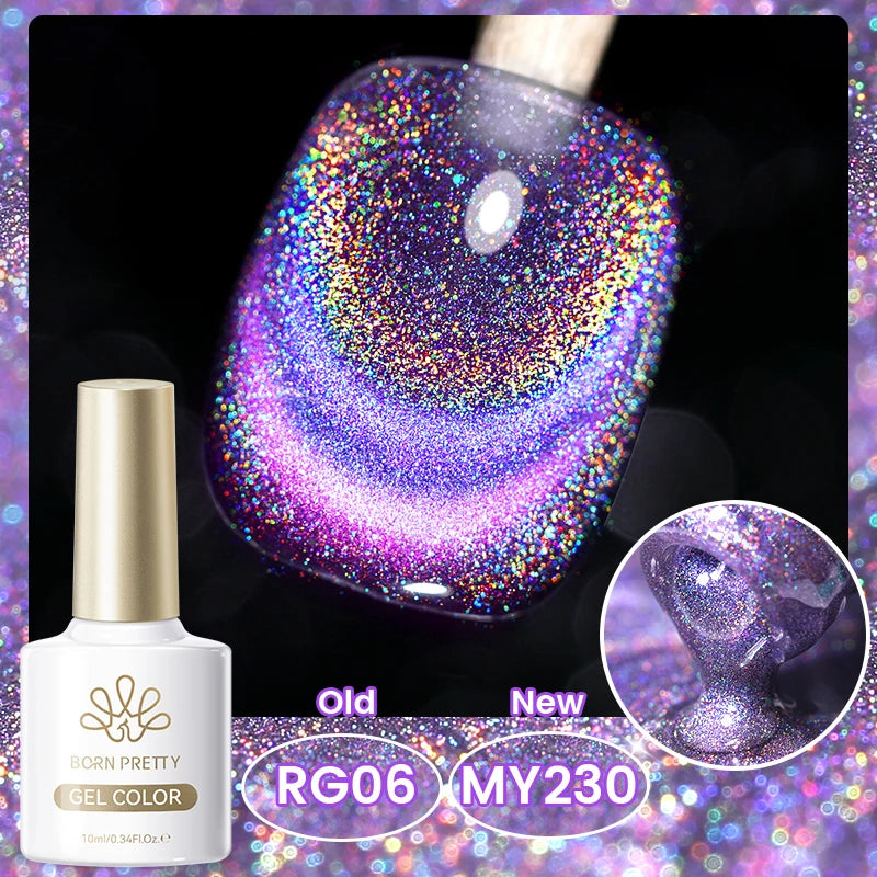 BORN PRETTY 10ml Cat Magnetic Gel Sparkling Ultra Gold Glitter Soak Off UV LED Gel Nail Art Varnish Manicure Valentine's Day