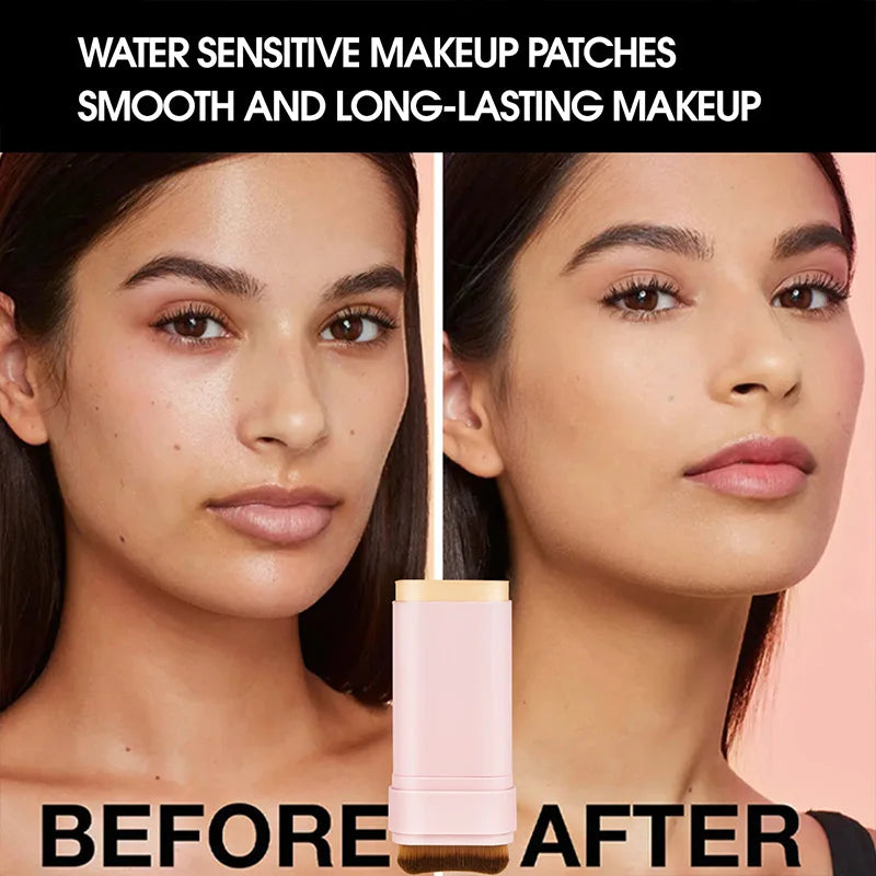 TVLV Concealing Foundation Stick: 5 Shades with Built-In Brush - Cream Finish, Lightweight and Waterproof Formula,