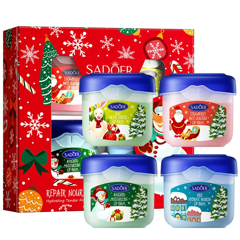 4pcs Lip Balm Set,Christmas Gift Set,Nourishing & Moisturizing Lip Butter Skin Care Lipsticks Makeup for Holiday New Year Gift