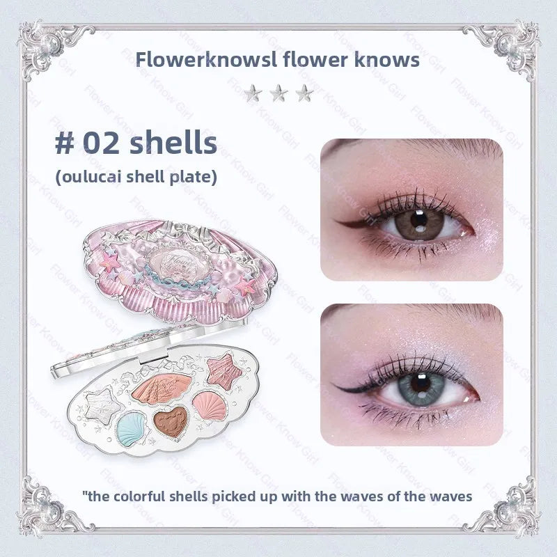 Flower Knows black Swan Ballet Eyeshadow Palette Matte Fine Shimmer Pearl Face Palette 6 Colour Glitter Eye Shadow