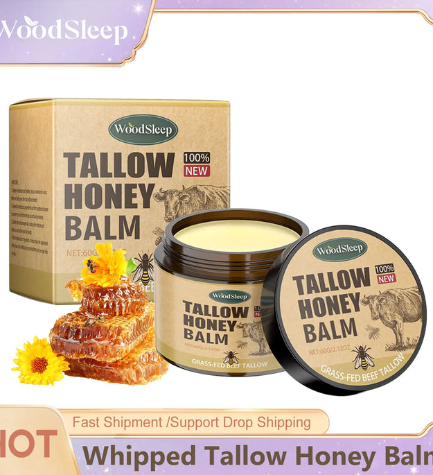 Whipped Beef Tallow and Honey Balm Skin Face Moisturizer Fast Absorption Grass Fed Grass Finished Organic Face Cream Body Lotion - BlissFully