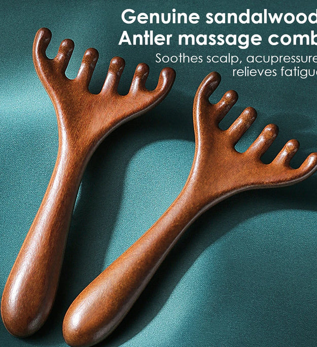 Wooden Meridian Massage Comb Anti-static 6-Claw Head Massager Promote Blood Circulation Body BGua Sha Tool Head Massage Brush