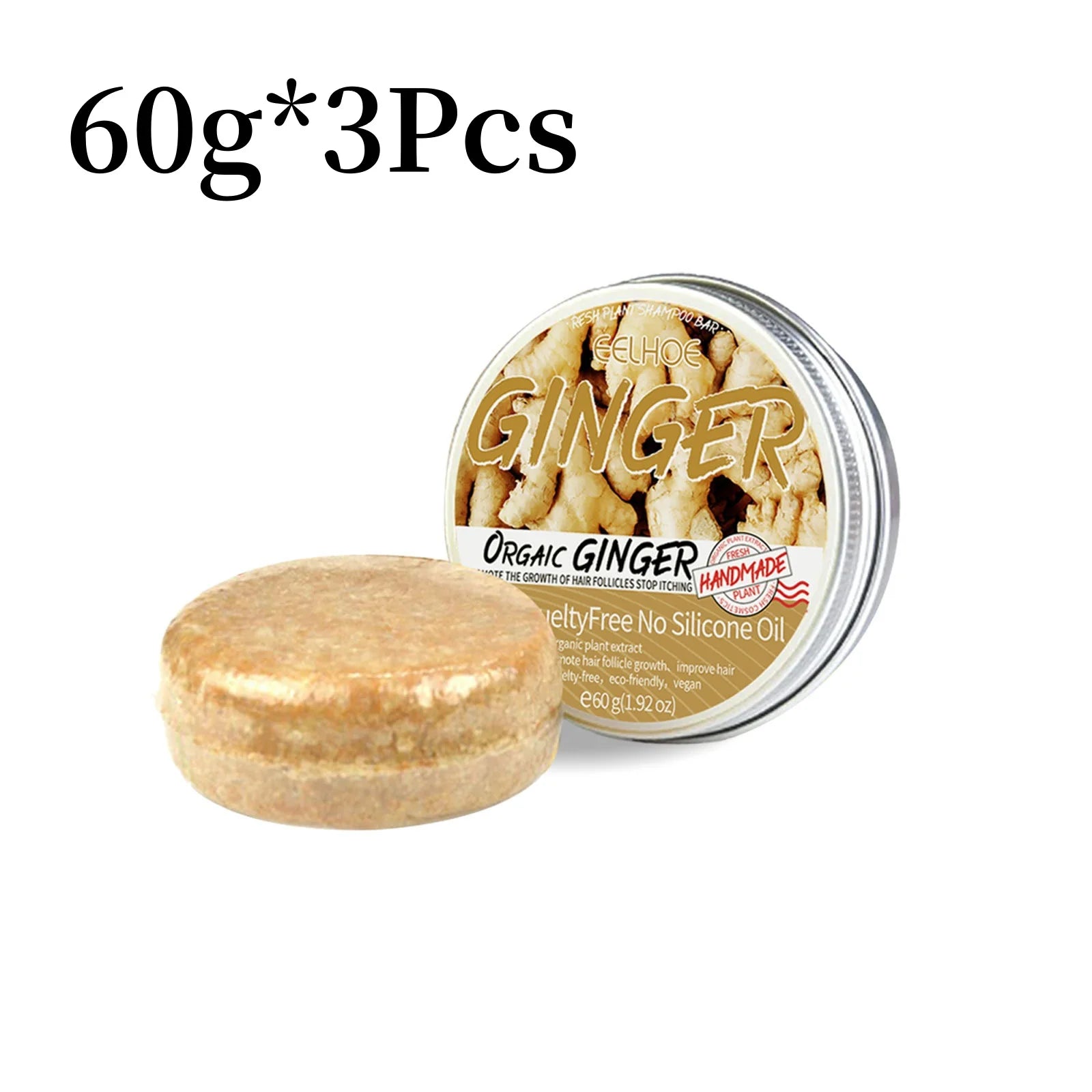 60g Natural Ginger Shampoo Soap Reduce Hair Loss Clean Dandruff Nourish Moisturize Scalp Improve Hair Quality Hair Care Product - BlissFully