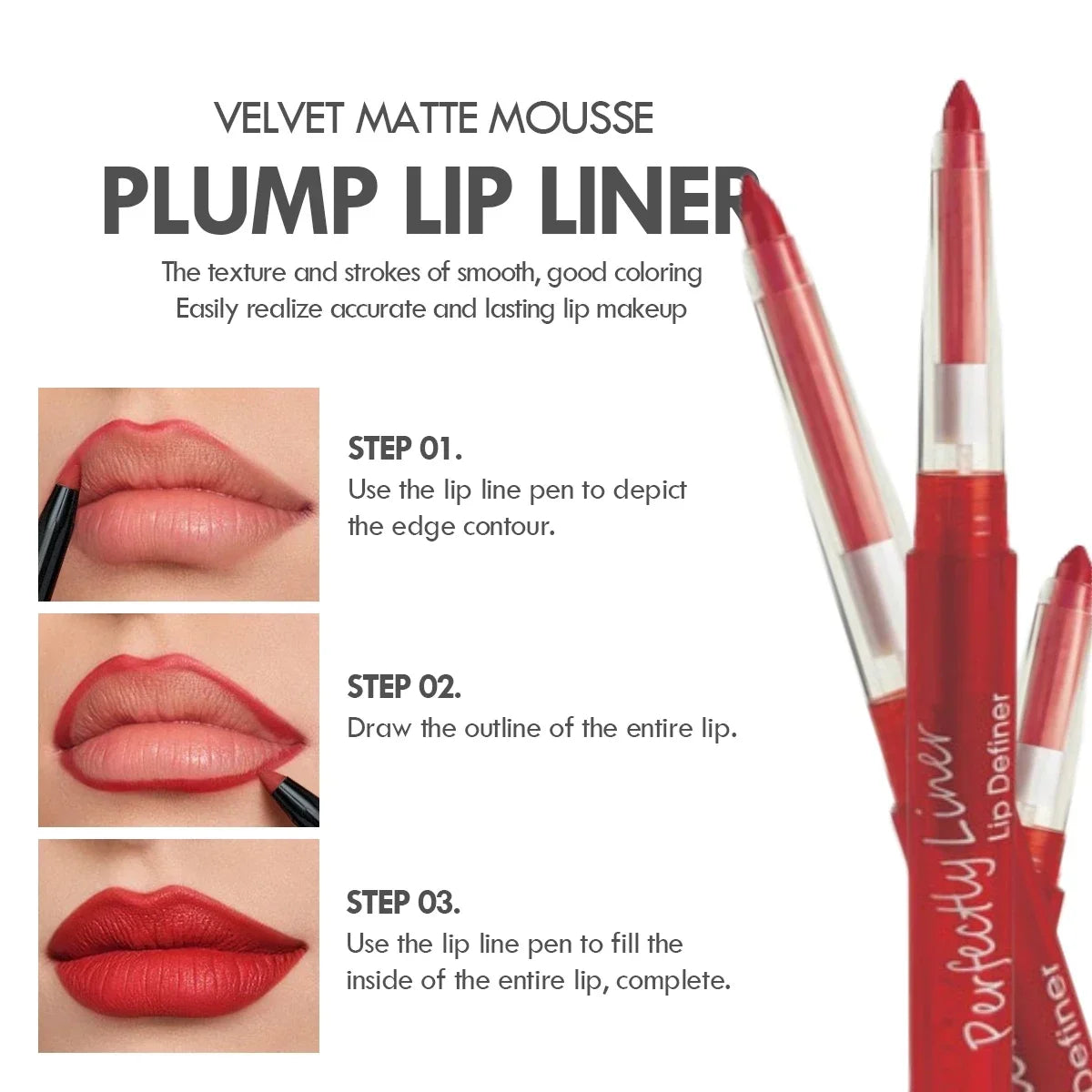 Nude Pink Purple Lip Liner Long Lasting Matte Lipstick Pencil Lips Outline Makeup Crayon Stick Lip Tint Line Cosmetic