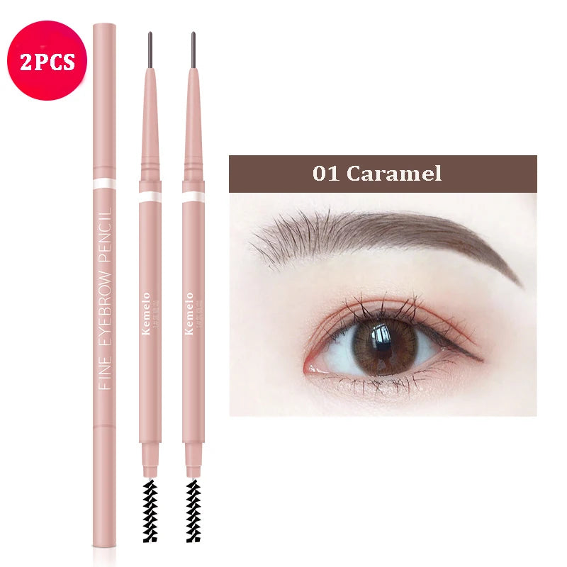 1.5mm Ultra Fine Double-Ended Eyebrow Pencil Automatic Rotating Natural Waterproof Long Lasting Professional Eyebrow Pen Makeup