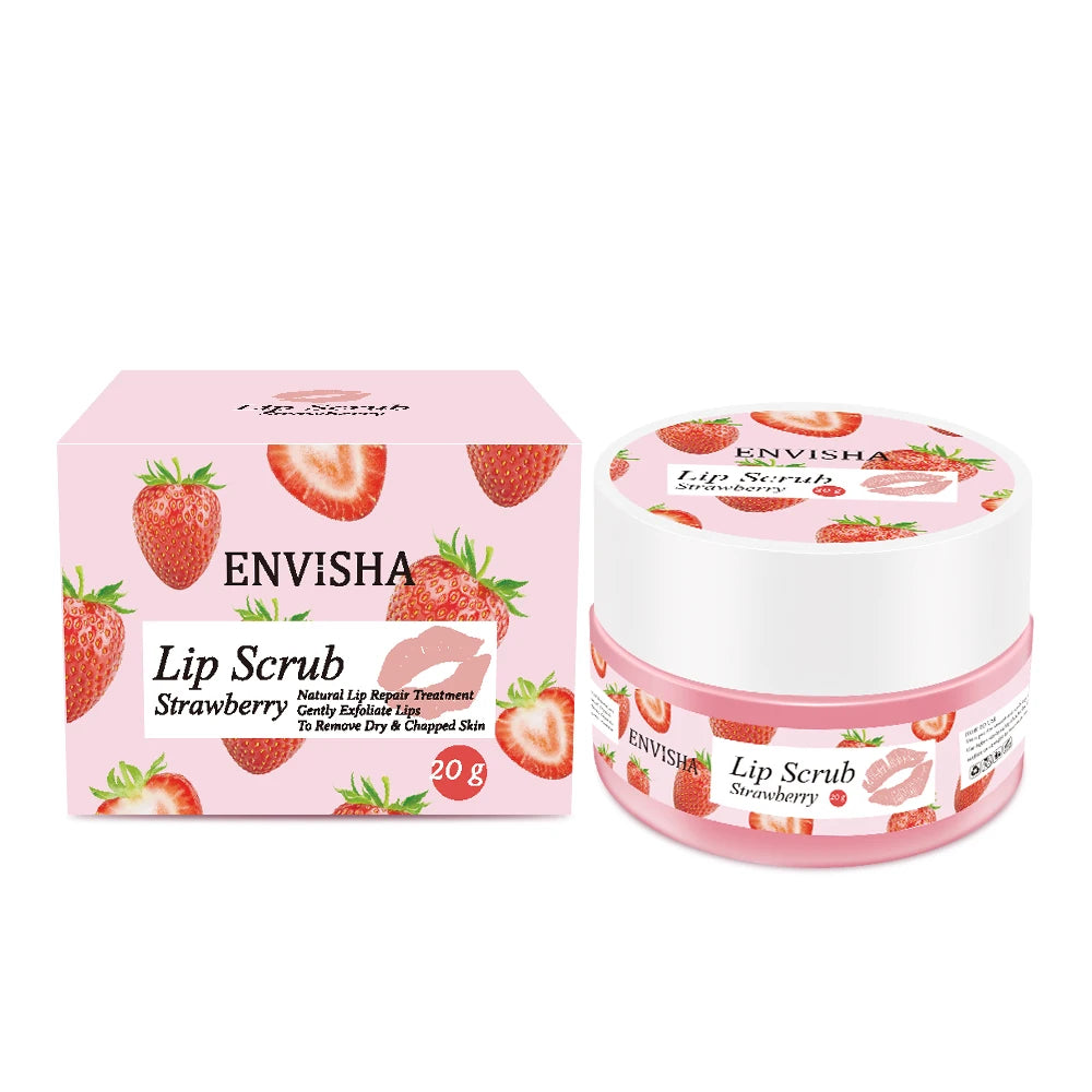 ENVISHA Moisturizing Nourish Strawberry Lip Care Scrub Balm Sugar Cream Exfoliating Repair Cleft Fine Lines Smooth Skin Care