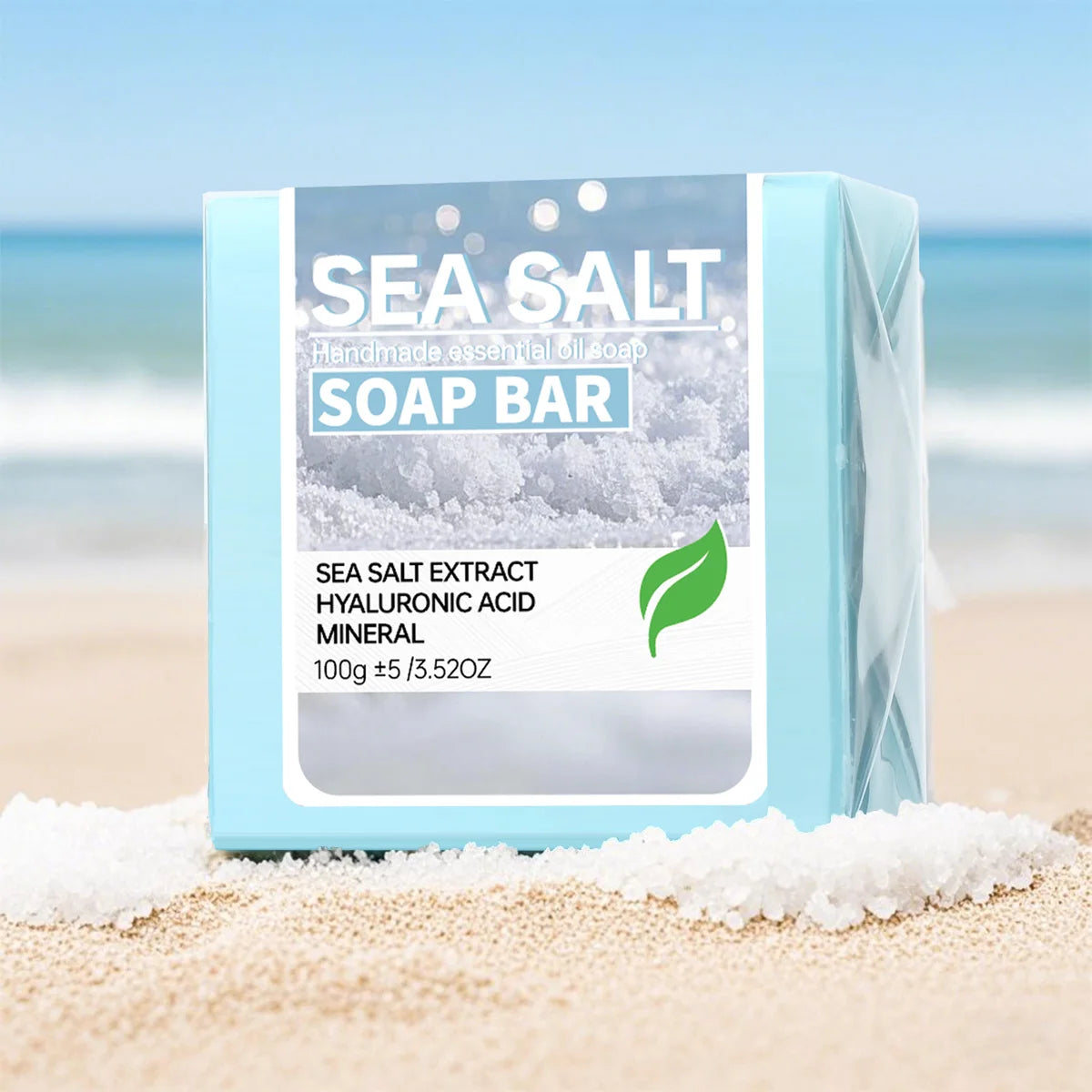 Sea salt handmade essential oil soap, hyaluronic acid skin cleansing and moisturizing soap, cleansing and bathing deep cleansing
