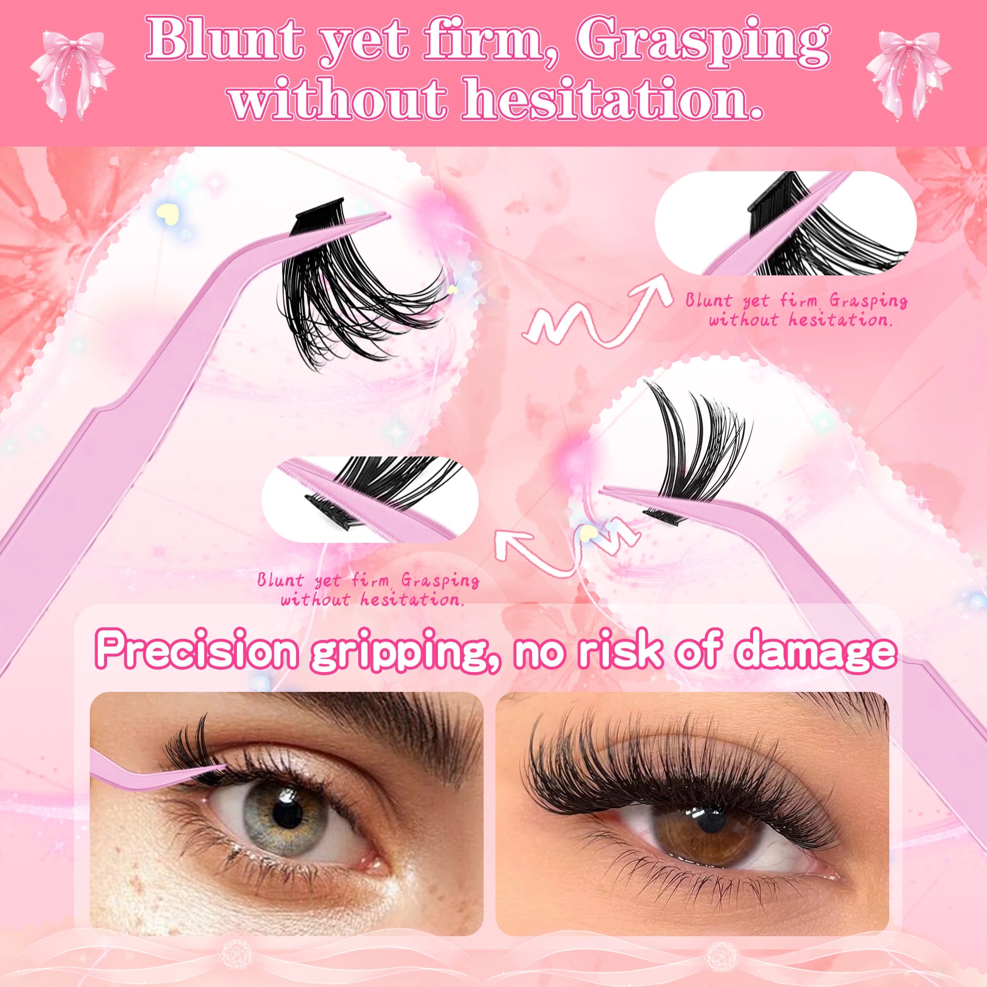 800PCS 30406080D Clusters Lashes Extension Kit, Length 9-16mm Natural Eyelashes,Cat eye,Bond and Seal,Tweezers,Brush,DIY At Home
