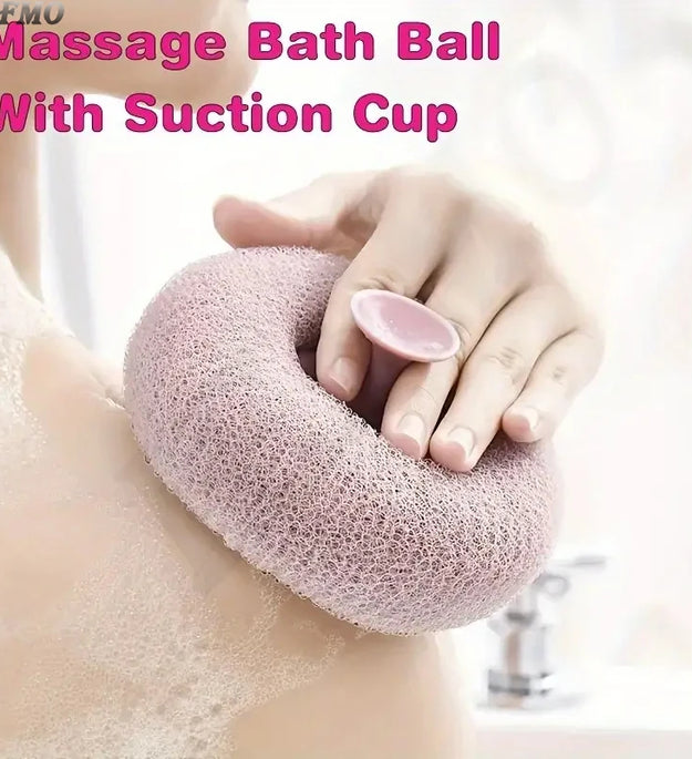 Exfoliating Bath Loofah Sponge with Suction Cup, Deep Cleansing Body Scrubber for Shower, Reusable Back Strap for Men & Women