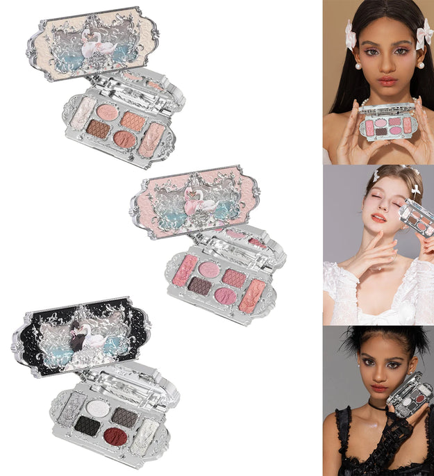 Flower Knows Swan Ballet 6 Color Eyeshadow Palette Matte Shimmer Pearl Glitter Waterproof Highly Pigmented Long Lasting Makeup