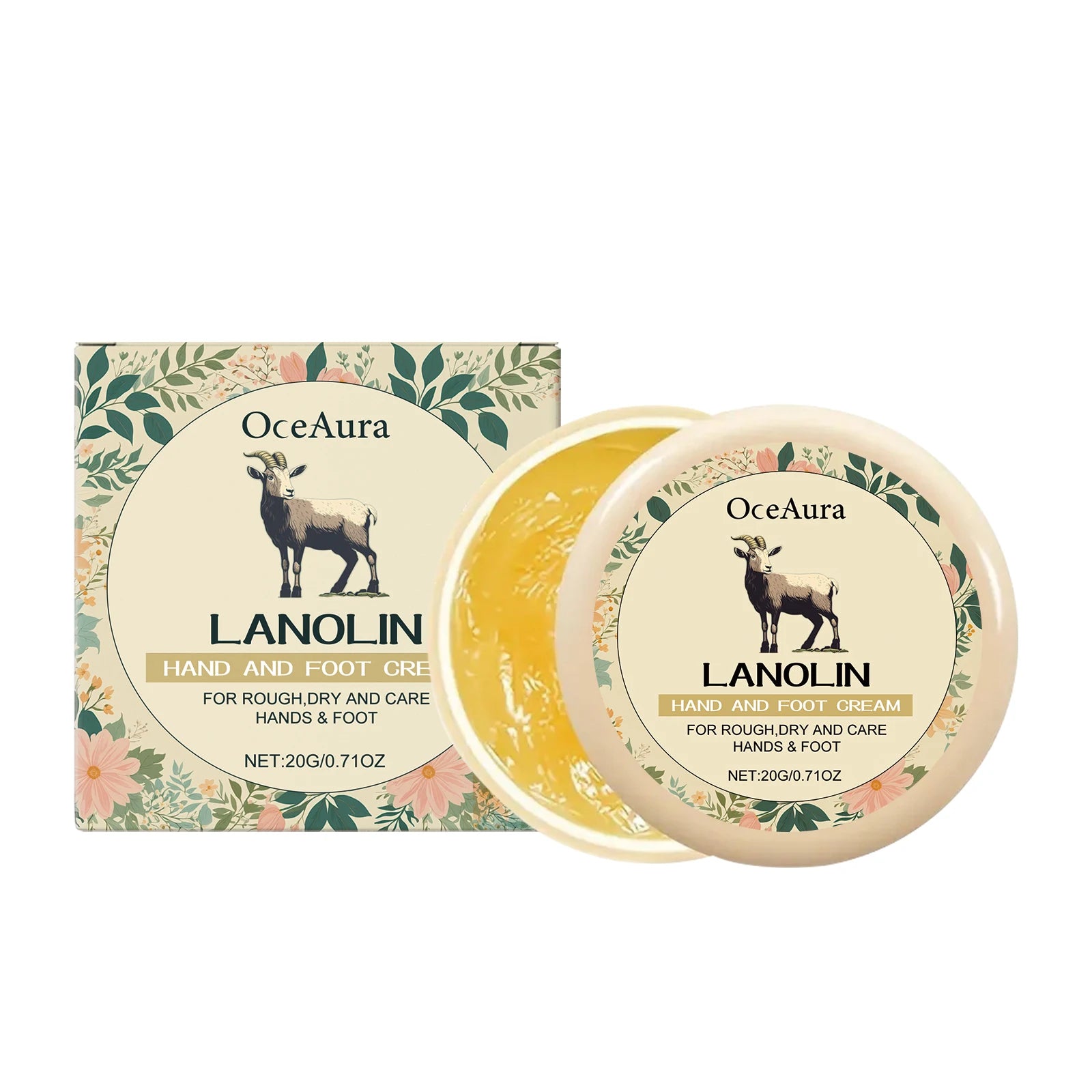 Lanolin Hand Foot Cream Deep Moisturizing Exfoliates Removes Dead Skin Softens Hands Anti-Crack Non-Greasy Hydration Cream
