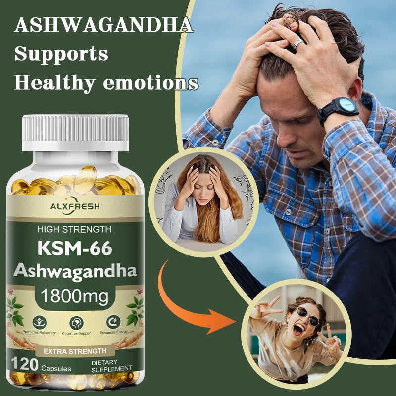 KSM-66 Natural Ashwagandha Capsules Ashwagandha Supplement| 1800mg for Health Support - Plant Based Vegan Gluten-Free - BlissFully