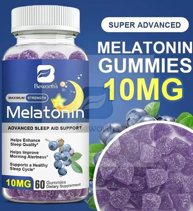 B BEWORTHS Blueberry Melatonin 10mg Gummies Sleeping Creative for Sleep Sleeping Pills Melatonin for Sleep Relaxing For Adult