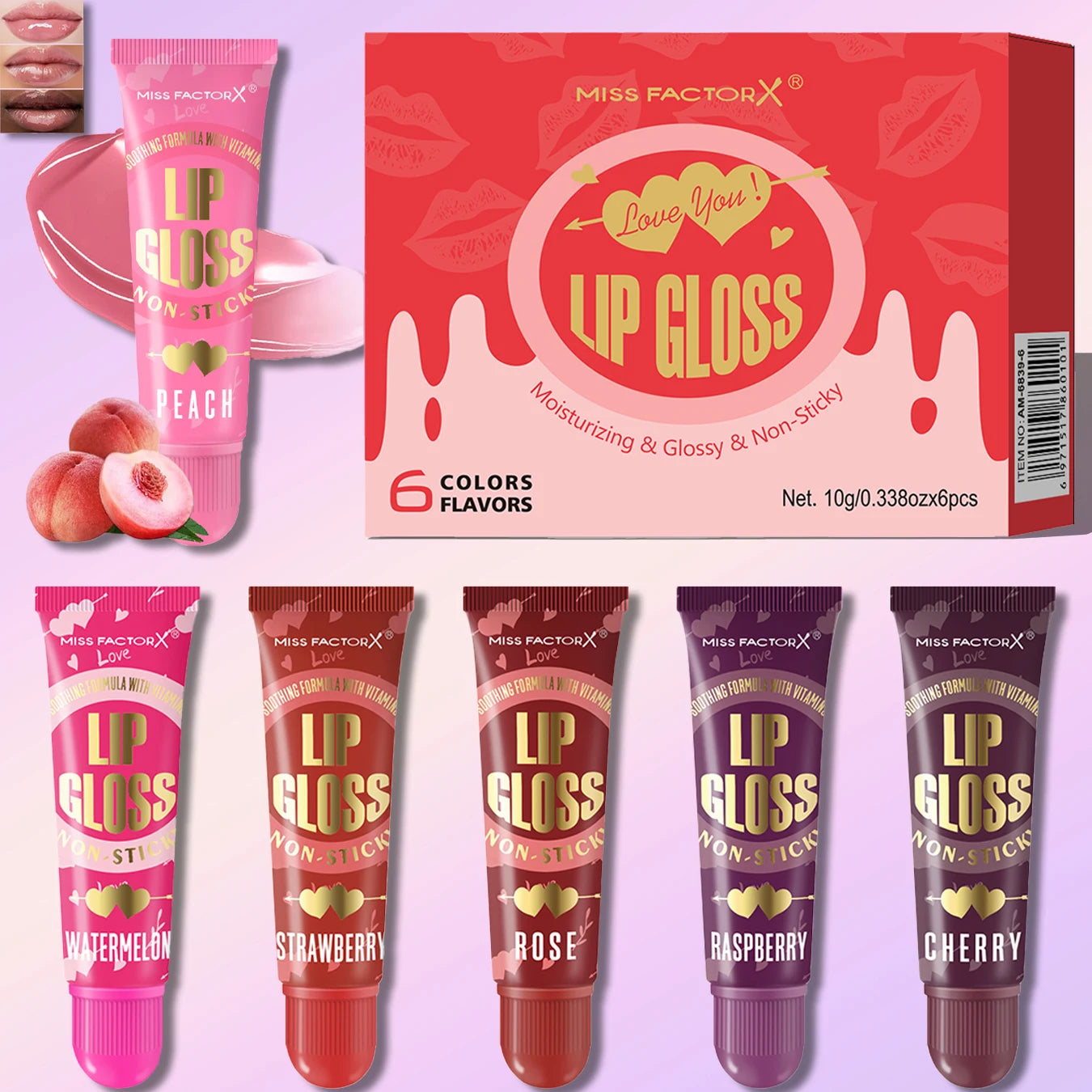 6-piece Moisturizing Lip Oil Set - Long lasting Gloss Effect, Portable Travel Kit, Thanksgiving and Christmas Gift
