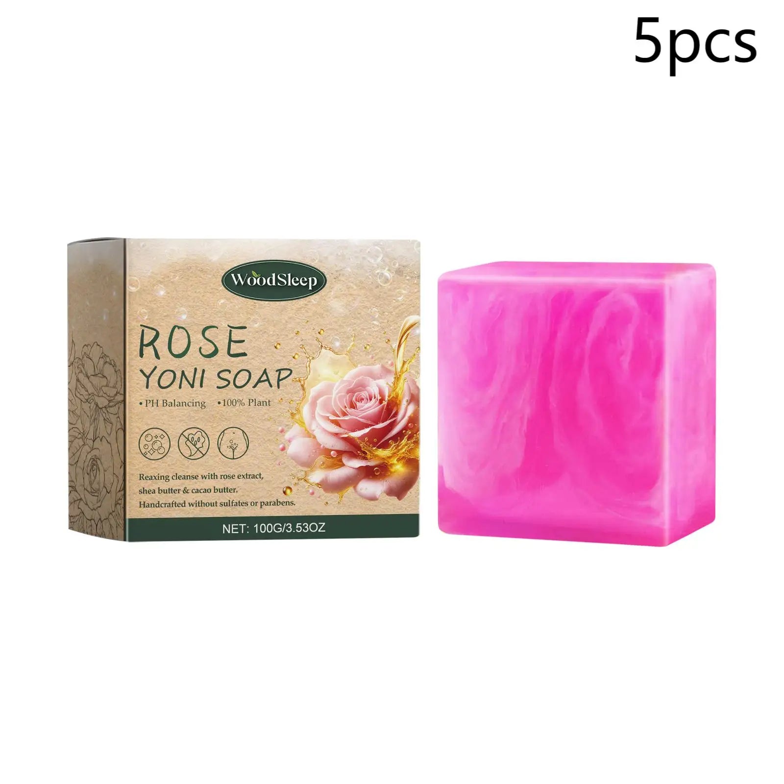 Natural Rose Scented Soap, Gentle Cleansing & Moisturizing Body Bar for Women, Skin Softening Bath Soap