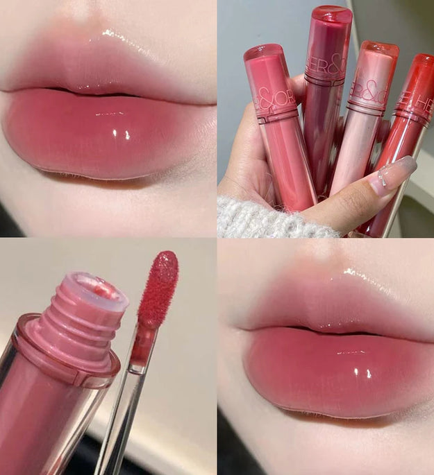Pink Mirror Crystal Lip Gloss Makeup Water Glass Lip Glaze Plumping Waterproof Jelly Lip Tint Lipstick Moisturizing Beauty Lips