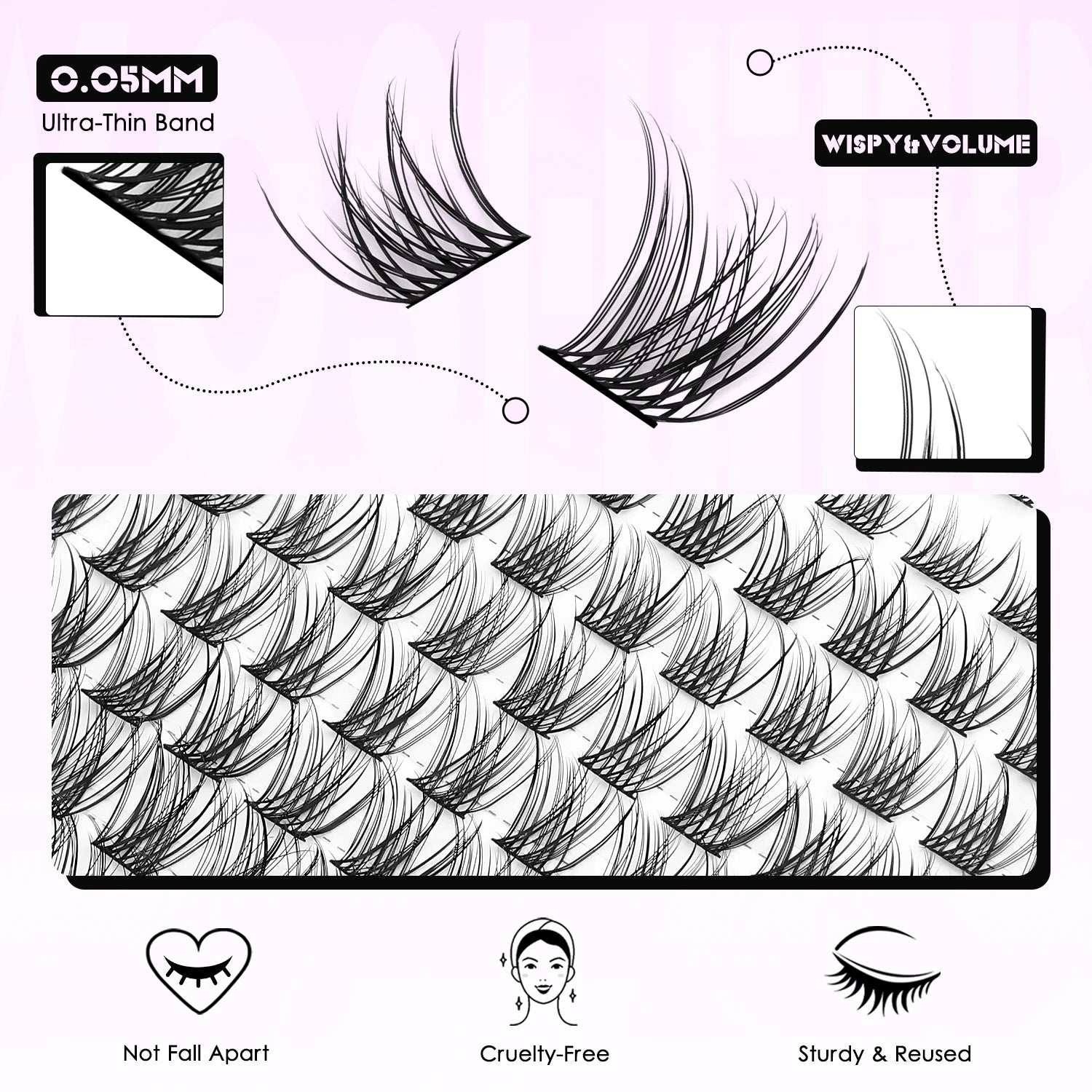 WOSHEER Lashes Cluster Kit Cat Lashes DIY Natural Eyelash Extension Kit Lash Bond & Seal Eyelash Clusters Set Makeup