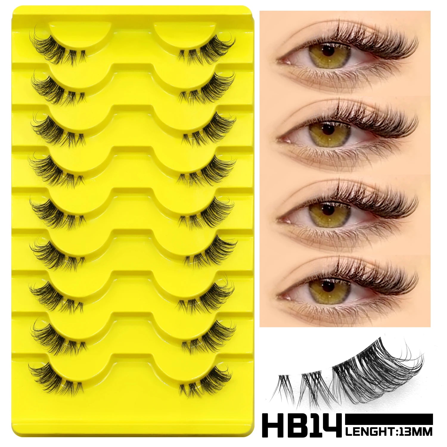 False Eyelashes Cat Eye Lashes Natural Long Half Eye Lashes Short Wispy Clear Band Lashes 3D Faux Mink Lash Multipack
