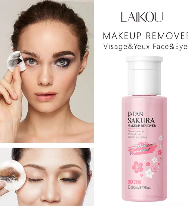 LAIKOU Portable Makeup Remover lashes Cleansing Liquid Water Lip Eye Gentle Care Make-Up Travel Skin Remover Face Skincare 100ml
