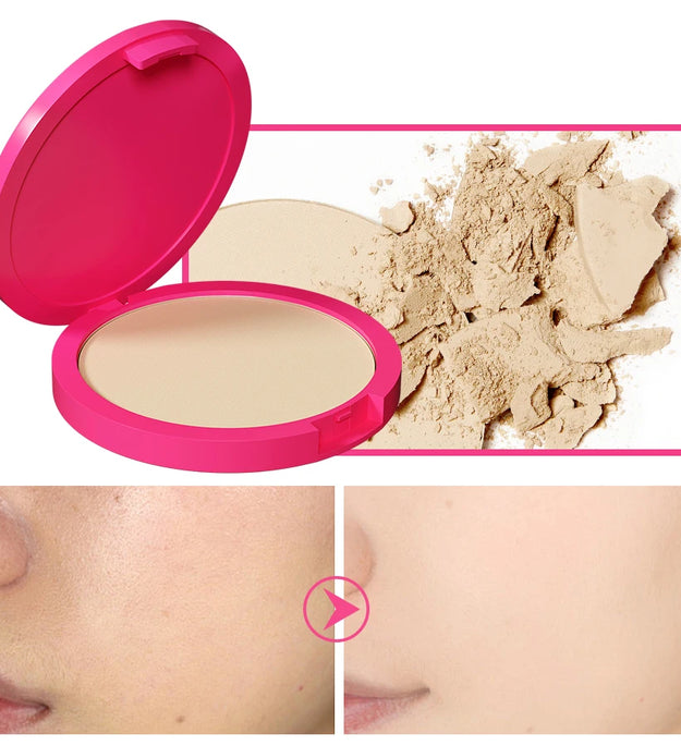 Natural Matte Pressed Powder Oil Control Brighten Whitening Face Base Foundation Compact Concealer Makeup Cosmetics
