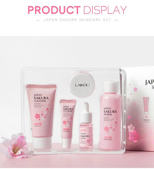 5/3pcs/Set Sakura Skin Care Sets Face Cream Serum Toner Facial Cleanser Sunscreen Eye Cream Gift Box Face Skin Care Set Product