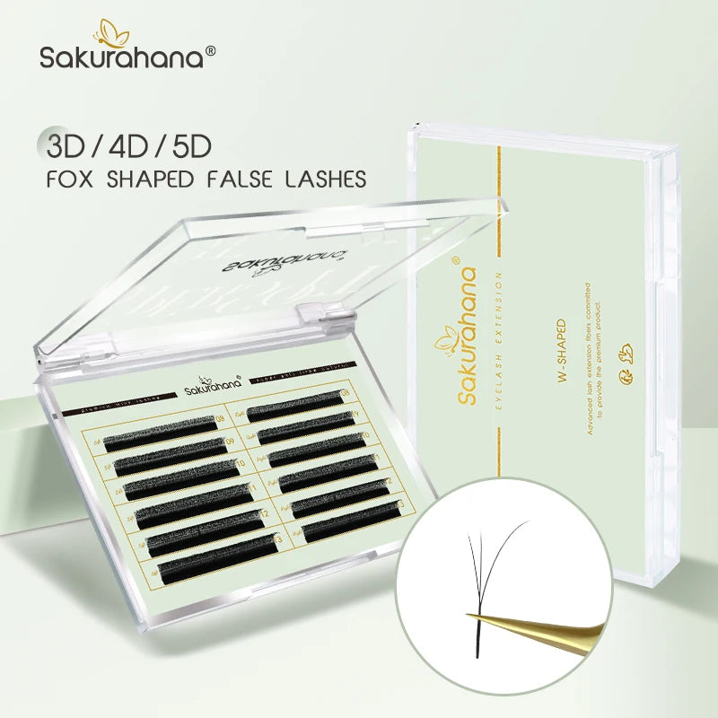 SAKURAHANA Fox 3D 4D 5D Shaped Eyelashes Fibers False Eyelashes Extension Premade Volume Fans Slant Flying False Eyelashes