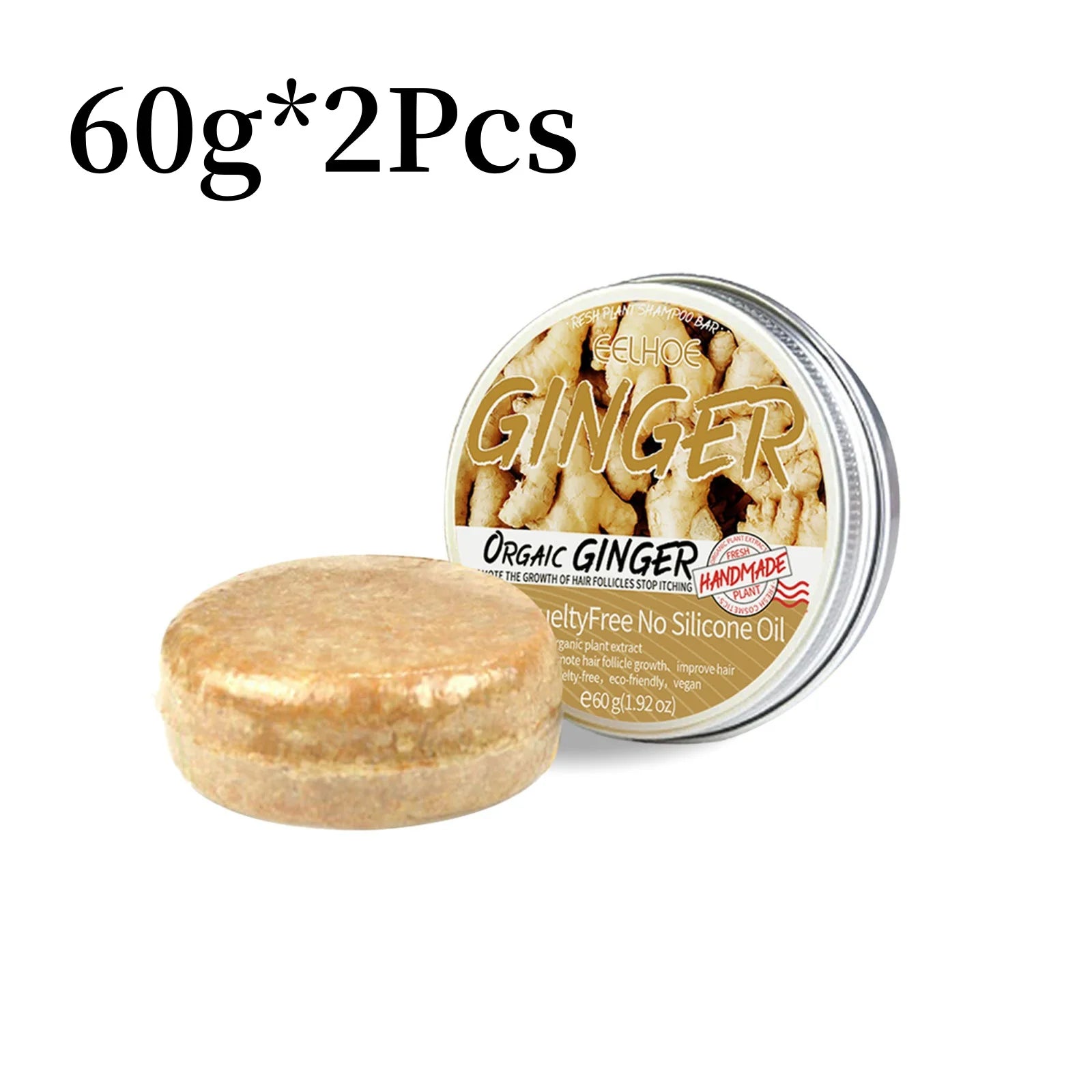 60g Natural Ginger Shampoo Soap Reduce Hair Loss Clean Dandruff Nourish Moisturize Scalp Improve Hair Quality Hair Care Product - BlissFully