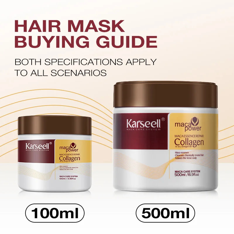 Karseell Collagen Hair Treatment Deep Repair Conditioning Argan Oil Hair Mask Essence for Dry Damaged Hair 100ml/500ml - BlissFully