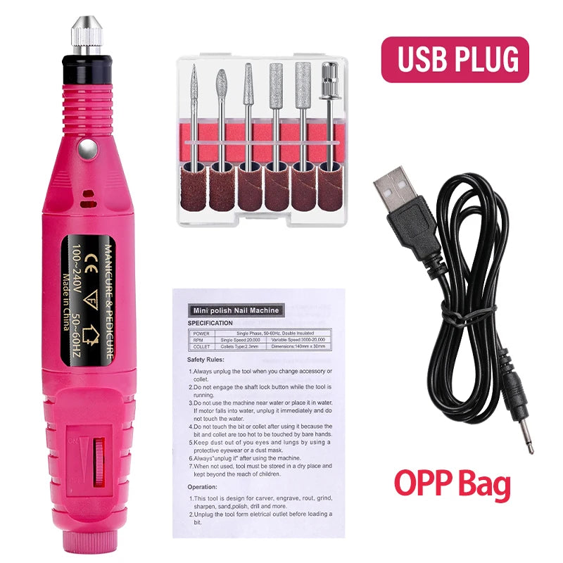 LULAA Electric Nail Drill Kit Portable Nail File Machine Nail Rotary Tool Manicure with USB Cable Christmas Gift for Women