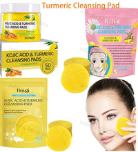 40/50pcs Turmeric Kojic Acid Cleansing Pads Exfoliating Pads Facial Sponges For Cleansing Exfoliating Daily Cleansing Skin Care - BlissFully