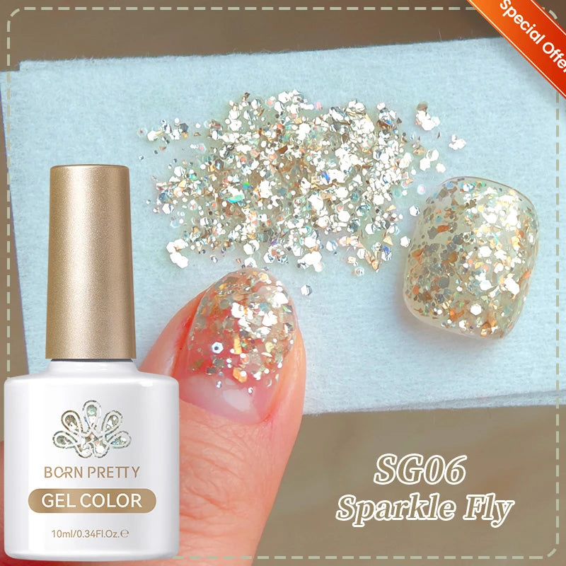 BORN PRETTY 10ml Cat Magnetic Gel Sparkling Ultra Gold Glitter Soak Off UV LED Gel Nail Art Varnish Manicure Valentine's Day