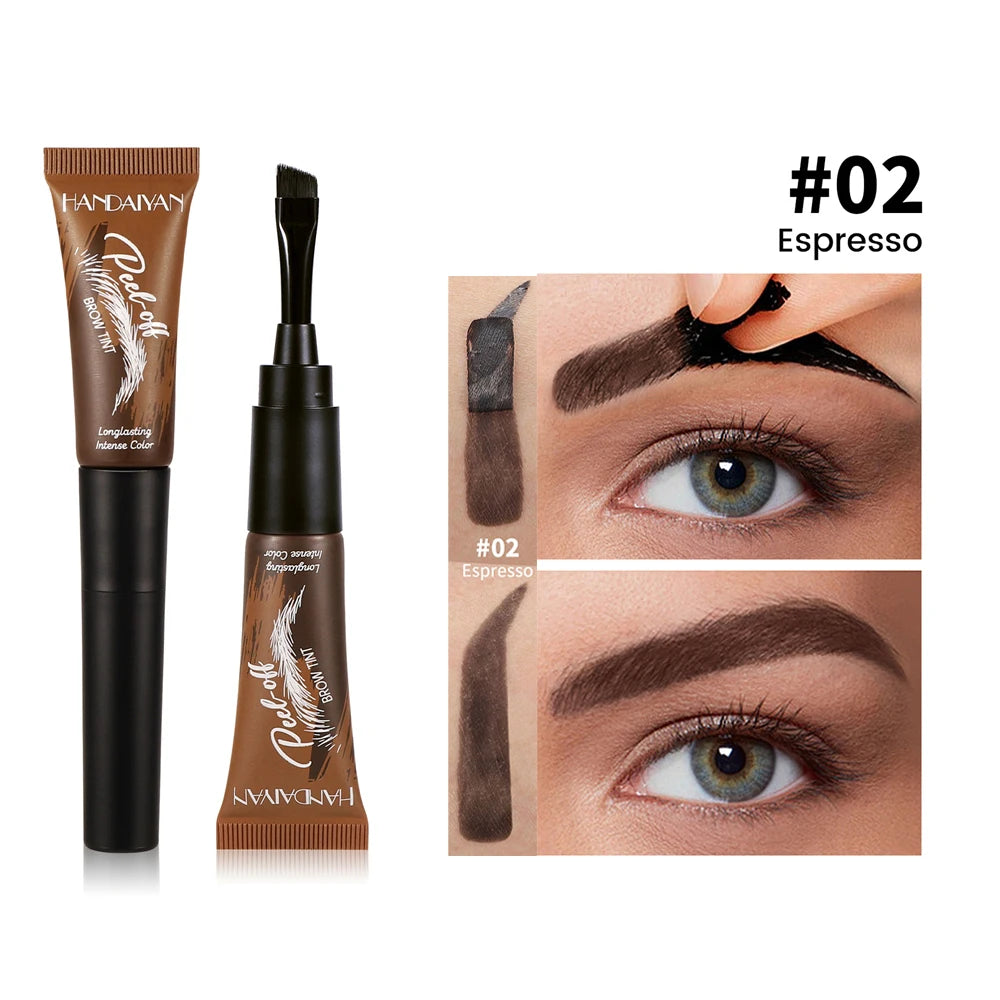 Tear-Off Eyebrow Gel And Brush Combined Long-Lasting Intense Color Sweat-Resistant Semi-permanent Peeling Brow Tint Eye Makeup