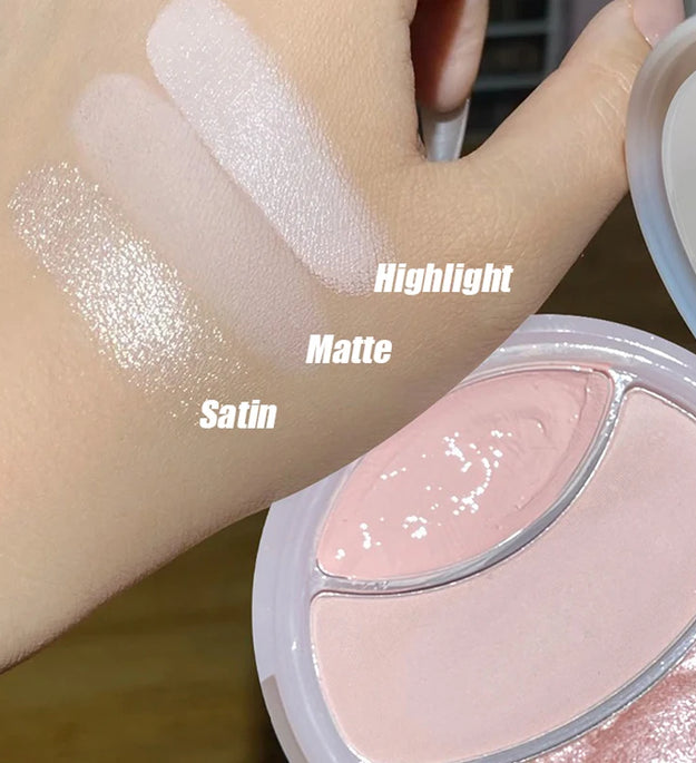 Highlighter Palette Pearlescent Matte 3-color Multi-use Mash Potato Facial Contour Powder Cream Natural 3D Face Brighten Makeup