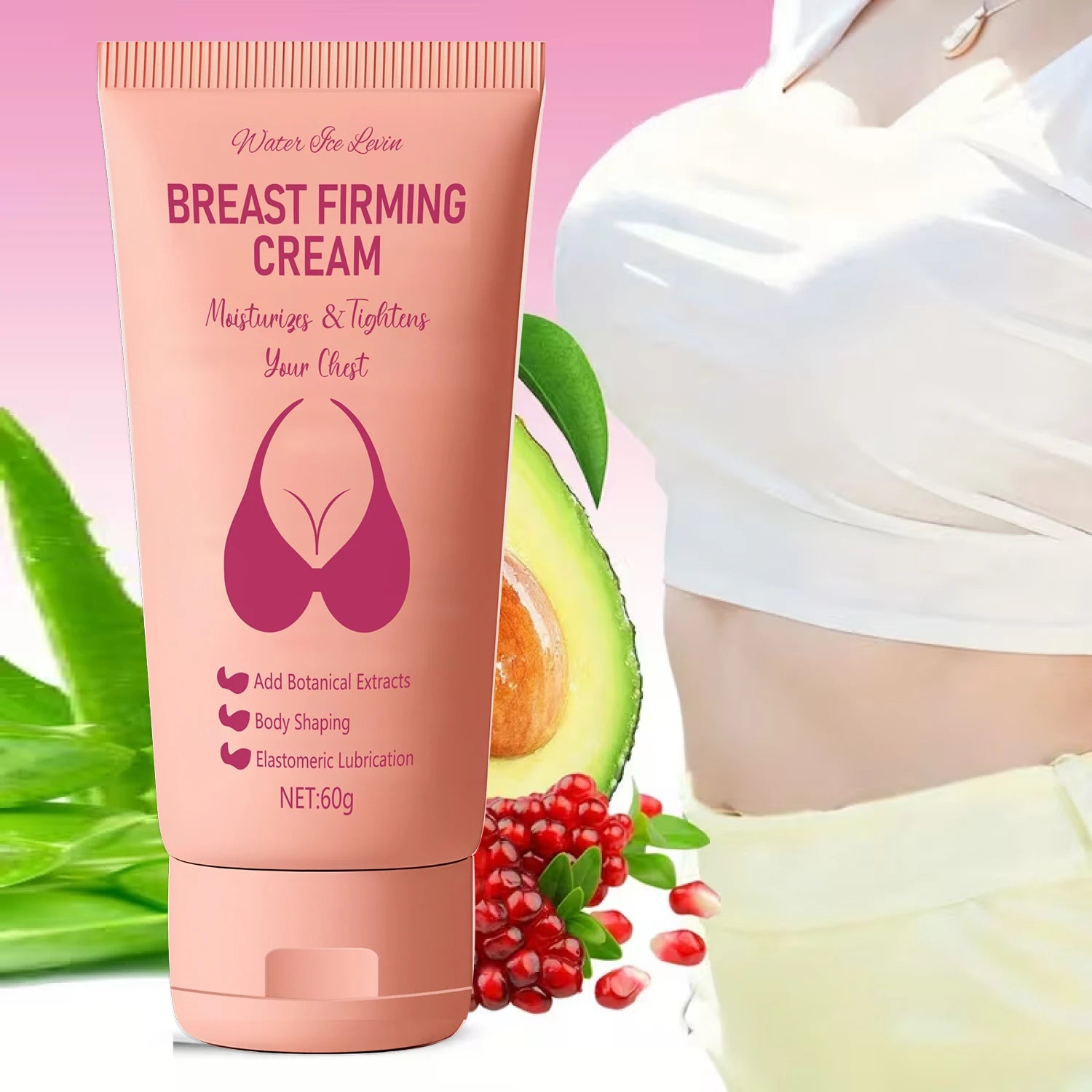 Breast Firming Cream with Collagen & Hyaluronic Acid, Moisturizes & Tightens, Body Shaping, Shea Butter, Botanical Extracts.