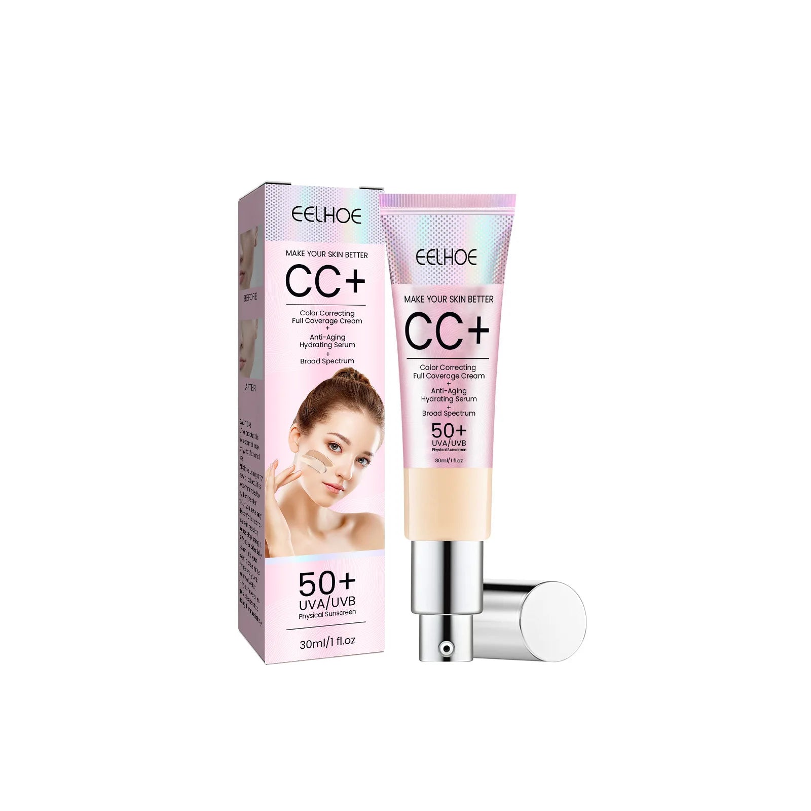 Natural Foundation Cc Cream Waterproof Brighten Moisturizing Foundation Concealer Oil-Control Sunscreen Spf 50 Makeup Cosmetics - BlissFully