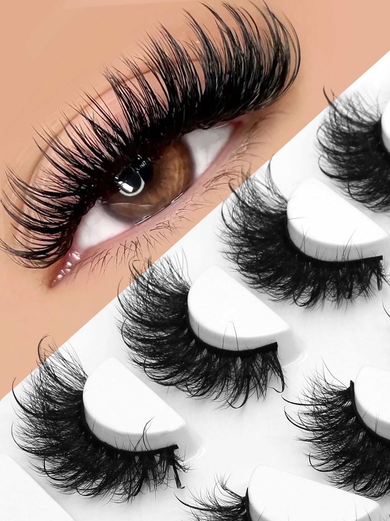 GROINNEYA Fluffy Eyelashes 3D Mink False Lashes Fluffy Soft Cross Manga Lashes Wispy Volume Mink Lashes Dramatic Makeup