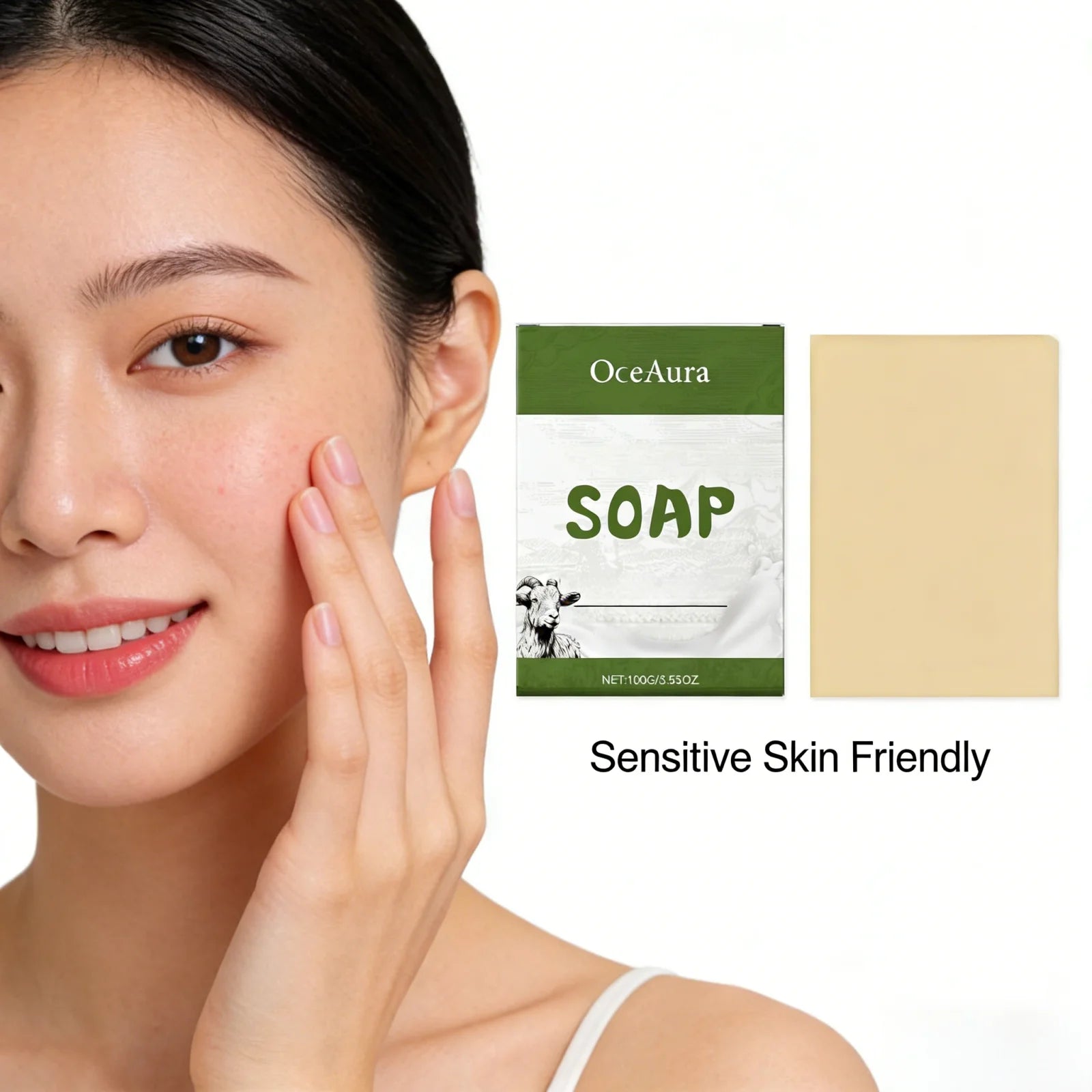 OceAura Goat Milk Soap Professional Skin Cleaning Deep Hydration Body Care Natural Organic Coconut Oil Handmade Bath Soap Bar